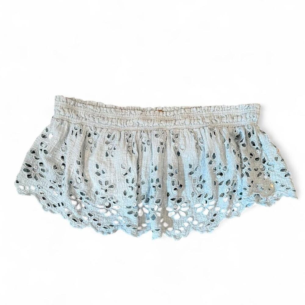 Free People Perla Eyelet Lace Off Shoulder Crop Top Sz S Boho Summer Cottagecore